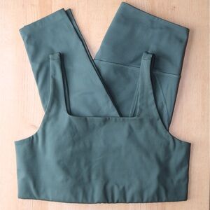 girlfriend collective dark green leggings & sports bra set - Size L/XL
